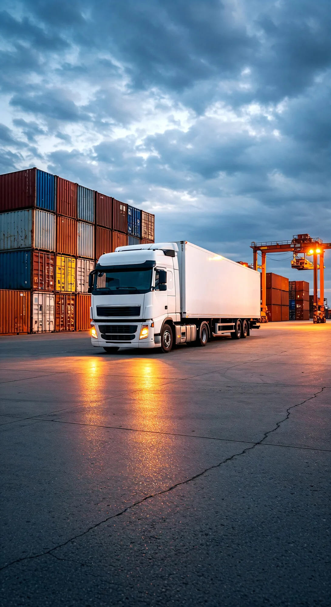 Freight truck at a logistics yard, ready for a professional relocation