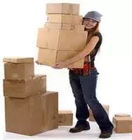 a lady arranging the boxes